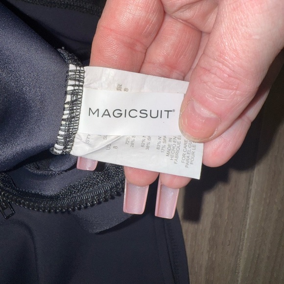 MagicSuit  Scuba Daniella Tummy Control Zip Up One Piece Mesh cutouts  Black 8 - Picture 10 of 15